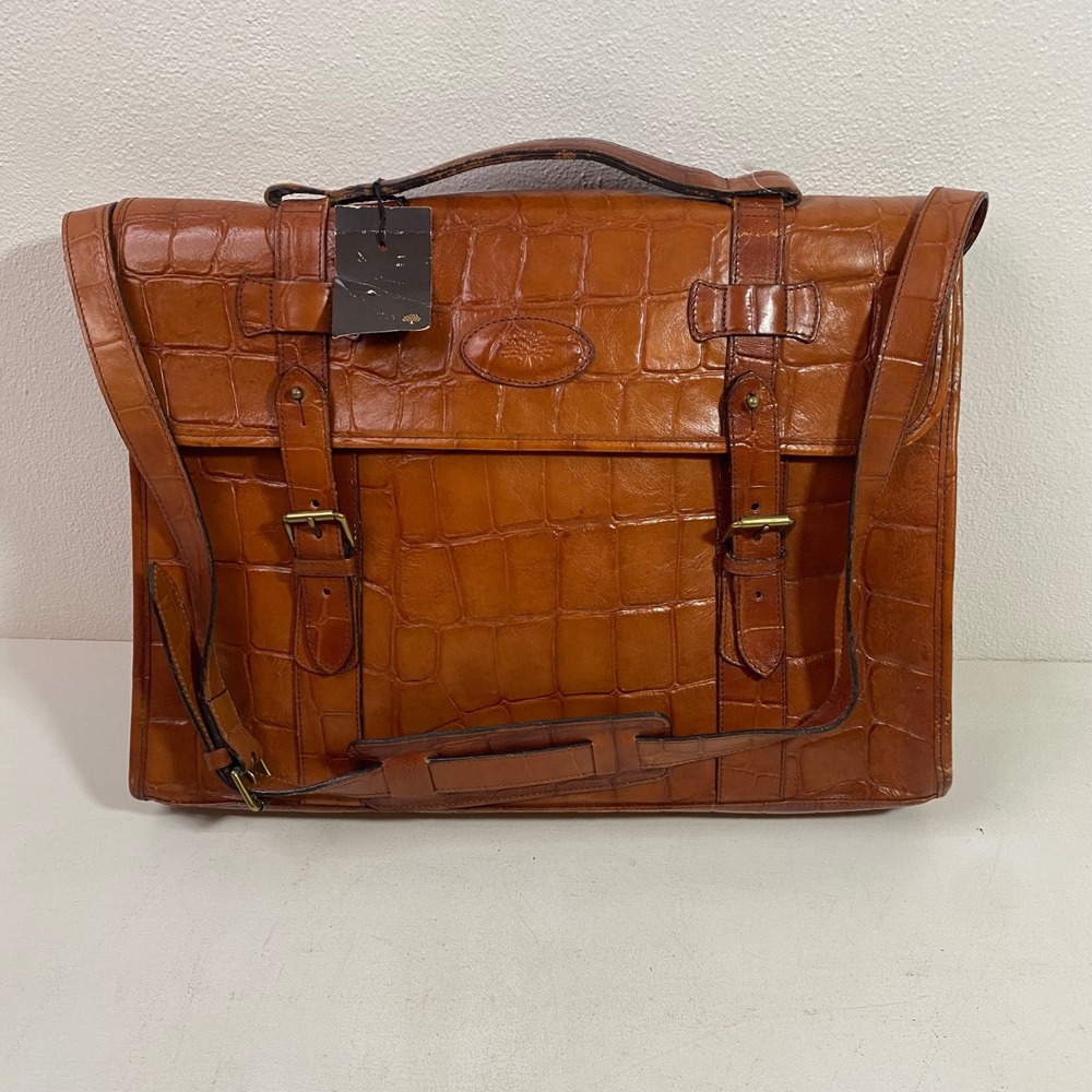 Vintage Mulberry Leather Briefcase Hunter Cango Croc Embossed HB5564/123